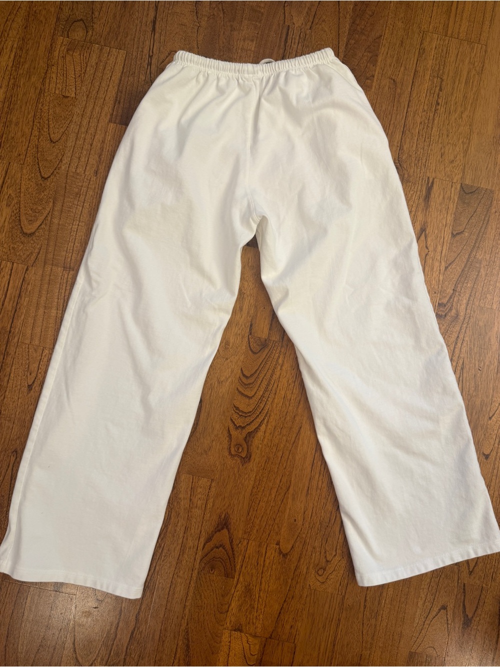 Brandy Melville White 100% Cotton Wide Leg Drawstring Pants EUC - Picture 4 of 4